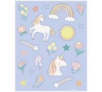Unique 80758 - Fogli adesivi per feste con unicorni, 4 pezzi (confezione da 1)