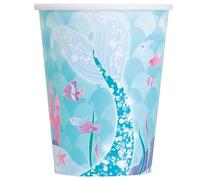 Unique 82227 - Bicchieri di Carta - 266 ml - Festa Della Sirena - 8 Pezzi (Confezione da 1)