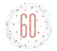 Unique-84905 Palloncino Compleanno-45 cm-60 Compleanno Glitz Oro Rosa, Rose Gold, 84905