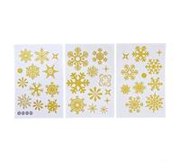 Unique 93Pcs Christmas Snowflake Window Stickers for Seasonal Decor (oro)