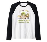 Unique Angler GNOME - Fishing And Beer That`s Why I´m Here Maglia con Maniche Raglan