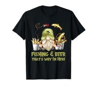 Unique Angler GNOME - Fishing And Beer That`s Why I´m Here Maglietta