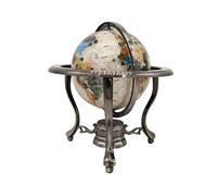 Unique Art 25,4 cm by 15,2 cm Pure Pearl Swirl Ocean Tavolo Gemstone Globe Mondo con Silver treppiede