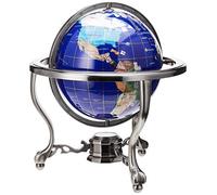 Unique Art 33 cm Tall Table Top Blue Lapis Ocean Gemstone World Globe con Silver treppiede
