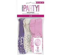 Unique- Assorted Birthday Latex Balloons-12 | 6 PCS. Kit PARTYKIT Palloncini in Lattice Compleanno-30 cm-Compleanno Glitz Rosa e Argento-Confezione da 6, Pink & Silver, Età 13, 83407