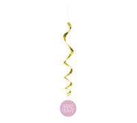 Unique-Baby Shower Hanging Swirl Decorations | Pink | 3 Pcs. Decorazioni da Appendere a Spirale-66 cm Rosa-Confezione da 3, Cuori, 73369