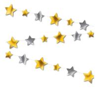 Unique-Baby Shower Stars Garland | Gold and Silver | 1 Pc. Ghirlanda di Stelle-2,74 m-Argento e Oro, 72418