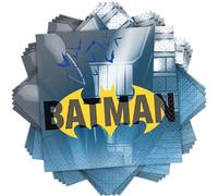 Unique- Beverage Paper Napkins-5" x 5" | Disposable | Batman | 16 PCS Tovaglioli di Carta-13 cm-Festa Confezione, Multicolore, medio, 77511