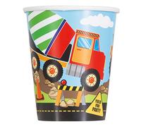 Unique- Bicchieri di Carta-266 ml-Festa a Tema Edile-Confezione da 8, Multicolore, 82218