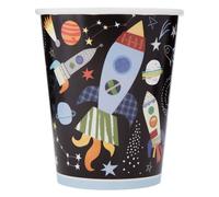 Unique- Bicchieri di Carta-266 ml-Festa nello Spazio-8 Pezzi (Confezione da 1), Multicolore, 82228