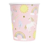 Unique- Bicchieri di Carta Senza Plastica-266 ml-Delicata Festa di Unicorno-8 Pezzi (Confezione da 1), Multicolore, 80756EU