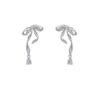 Unique Boutique, orecchini a perno con fiocco e zircone, alla moda, per occasioni speciali, con fiocco e nastro di zirconi