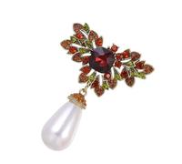 Unique Boutique - Spilla con perle verdi e rosse, accessorio ideale per abbigliamento professionale e eventi speciali, in lega resistente alle allergie, alla moda