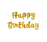 Unique Buon Banner di Compleanno-1 m-Scritta Dorata Happy Birthday, Carta, Gold