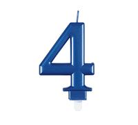 Unique- Candela di Compleanno Metallizzato-Numero 4-Blu, Blue, 7 centimeters, 19614