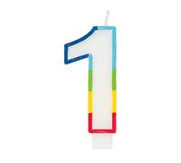 Unique-Candela di compleanno numero 1 - 15 cm | bordo arcobaleno | 1 pezzo, 19941