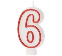 Unique Candela di compleanno numero 6-5,4 pollici bordo | 1 pezzo, rosso/bianco, 46 x 25 cm