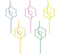 Unique- Cannucce di Plastica Riutilizzabili a Forma di Margherita-Festa di Compleanno Groovy-5 Pezzi (Confezione da 1), Multicolore, One Size, 23672