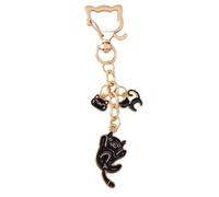 Unique Cats Print Charm Student Bag Decoration Bags Ciondolo Key regala chiavi tascabili o interni auto trendy Cats Portachiavi moda, Nero
