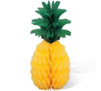 Unique- Centrotavola a Nido d'Ape, 6 Giallo | 1 pz. Decorazione da Tavola Ananas-35 cm-Festa Hawaiana, Yellow, Misura standard, 19194