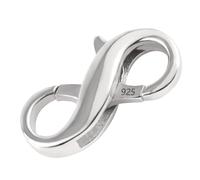 UNIQUE Chiusura moschettone doppia Infinito 14mm Argento 925 chiusura per gioielli grande per bracciali e collane DIY