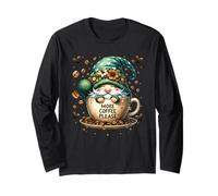 Unique Coffee GNOME for Coffee Lovers with Coffee Beans Maglia a Manica