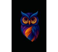 Unique Colorful Cubist Inspired Optic Owl Journal Notebook | 8.5 x 11 in 4x4 Quad Ruled Graph Grid | Vibrant Black Geometric Animal Modern Art Design