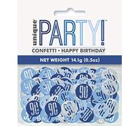 Unique- Coriandoli per Il 90° Compleanno-14 g-Compleanno Glitz Blu e Argento, Blue & Silver, 83845