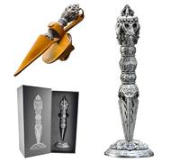 Unique Dadi magici 7 in 1 in zinco set con custodia in pelle design teschio demonio metallo per dungeons and dragon (colore argento)