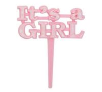 Unique-Decorazione per Cupcake in Plastica per Baby Shower-It's A Girl-Rosa-Confezione da 8, Pink, 151063