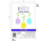 Unique- Decorazioni pasquali da Appendere, 66 cm, a Quadretti, Colorati, Confezione da 3, Multicolore, 24138