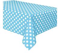 Unique- Dots Plastic Tablecover Tovaglia Plastificata, Pois, Blu (Celeste), Confezione da 1, 50258