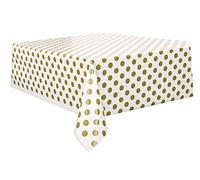 Unique- Dots Plastic Tablecover Tovaglia Plastificata, Pois, Colore Oro (Dorato), Confezione da 1, 37293