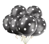 Unique- Dots Printed Lattice Baloons Palloncini per Feste in Set da 6, Nero (Black), Confezione da 6, 57590