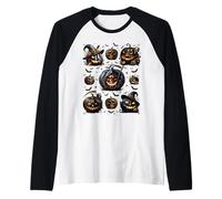 Unique Fall Autumn Halloween Skeleton for Men Skull Pumpkin Maglia con Maniche Raglan