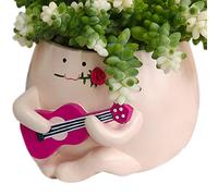 Unique Flower Pots - Outdoor Cute Resin Pots with Ukulele and Rose Pattern | Decorative Resin Plant Containers for Succulents Vines Azaleas Orchids Garden Décor