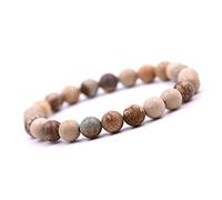 Unique Gems Bracciale Adolescente in diaspro 8mm - Bracciale Elastico in Pietra Naturale per Ragazza e Ragazzo Gioiello con Perle Fatto a Mano in Germania Regalo di Compleanno per Adolescenti