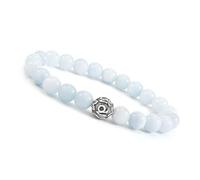 Unique Gems Bracciale Chakra Bracciale con perline da 8 mm acquamarina Bracciale in argento sterling 925 Mantra Bracciale con perline in argento da 8 mm Bracciale con pietre curative