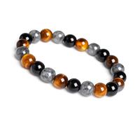 Unique Gems© Bracciale con perle di occhio di tigre - labradorite Pietra naturale Ø 8 mm Pietre curative dei chakra Bracciale protettivo per donne, uomini e bambini (Uomini)