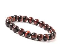 Unique Gems© Bracciale con perle di Occhio di tigre rosso Pietra naturale Ø 8 mm Pietre curative dei chakra Bracciale protettivo per donne, uomini e bambini (Uomini)
