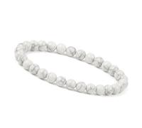 Unique Gems Bracciale da donna con perle da 6 mm, elastico in pietra naturale, pietra curativa e braccialetto energetico, prodotto in Germania (turchese bianco)