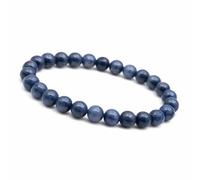 Unique Gems Bracciale da donna con perle da 6 mm, elastico in pietra naturale, pietra curativa e bracciale energetico, prodotto in Germania (zaffiro d'acqua Iolite)