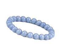 Unique Gems Bracciale di perle acquamarina Ø 8mm pietra naturale per la donna Braccialetto a palline elastico 16cm a 19cm