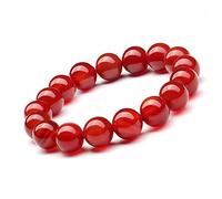 Unique Gems Bracciale di perle Agata Rossa Ø 14mm pietra naturale per la donna Braccialetto a palline elastico 16cm a 19cm