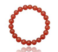 Unique Gems Bracciale di perle corniola Ø 8mm pietra naturale per l'uomo Braccialetto a palline elastico 20cm a 23cm