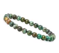 Unique Gems Bracciale di perle di turchese africano Ø 6mm pietra naturale per la donna Braccialetto a palline elastico 15cm a 18cm