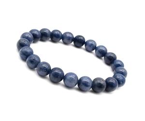 Unique Gems Bracciale di perle Iolite Ø 8mm pietra naturale per la donna Braccialetto a palline elastico 16cm a 19cm