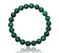 Unique Gems Bracciale di perle Malachite Ø 8mm pietra naturale per l'uomo Braccialetto a palline elastico 19cm a 21cm