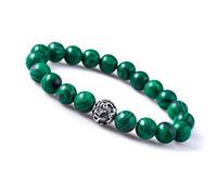 Unique Gems bracciale di perline Malachite Ø 8mm Palla Mantra Argento 925 bracciali di protezione Chakra Buddha