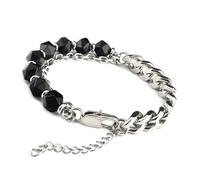 Unique Gems Bracciale in acciaio inox massiccio Buddha, onice nero, occhio di tigre, ossidiana, 8 mm, da uomo, 19cm bis 23cm, occhio di tigre, occhio di tigre